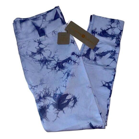 Harmony Balance Workout Yoga Leggings Purple Blue Space Tie Dye Women’s Size XL - Picture 1 of 10